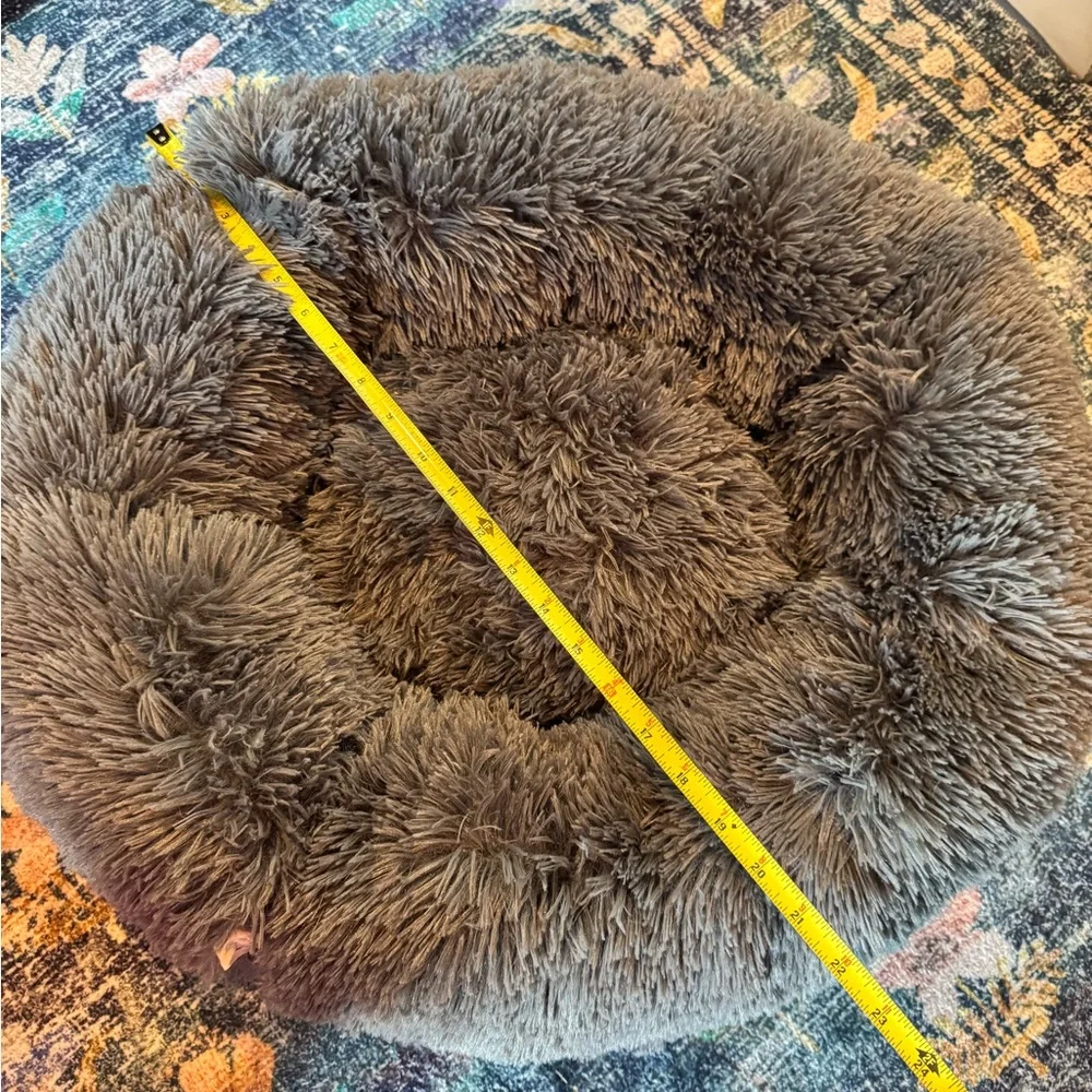 Cozy Fuzzy Gray Dog Bed